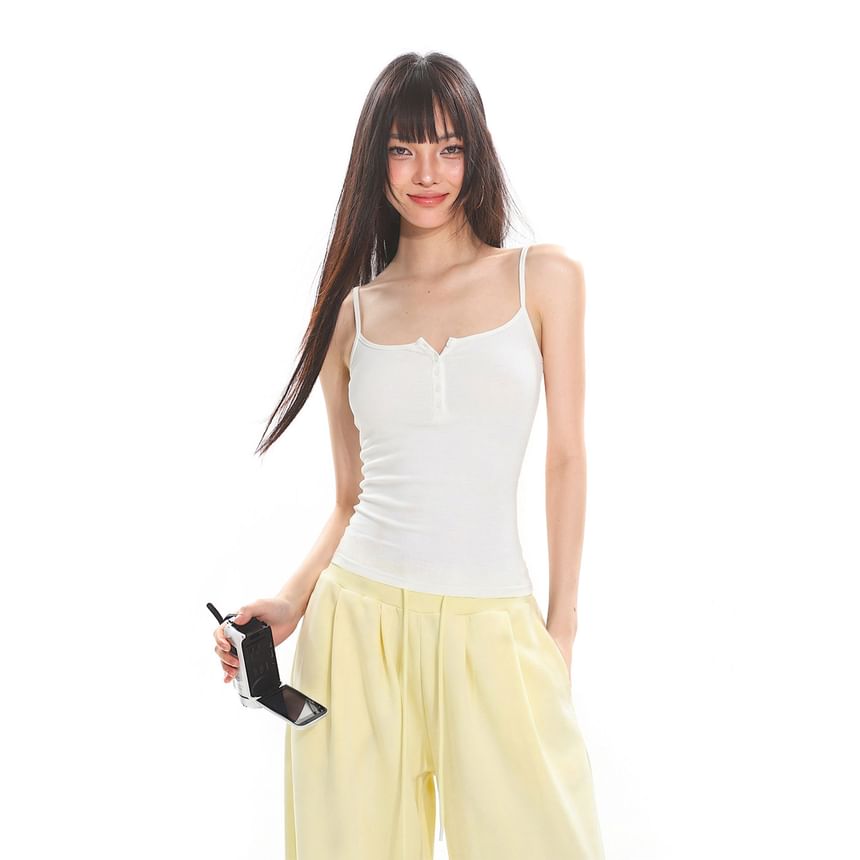 Henley Camisole with Drawstring Waist Baggy Sweatpants