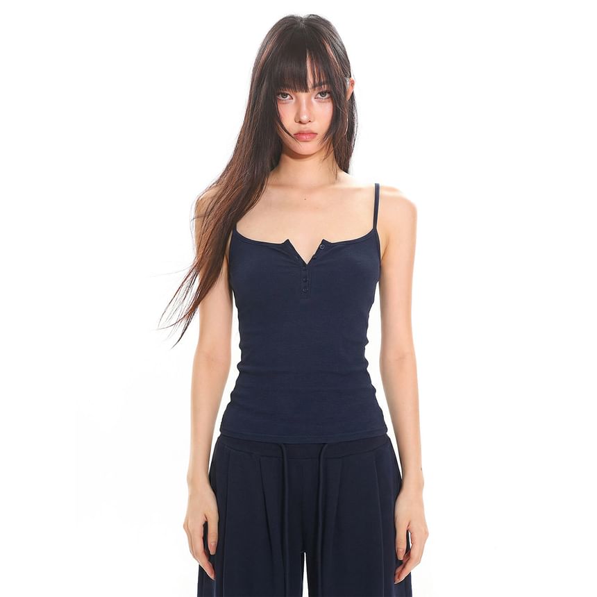 Henley Camisole with Drawstring Waist Baggy Sweatpants