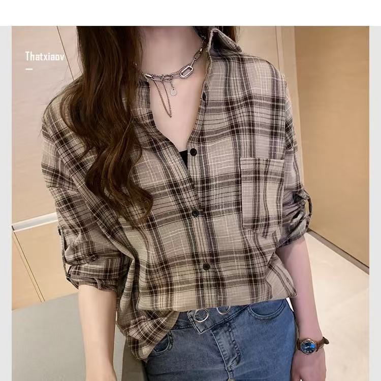 Collared Plaid Long-Sleeve Shirt