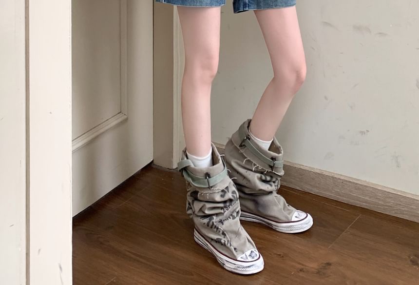 Low Rise Washed Denim Shorts