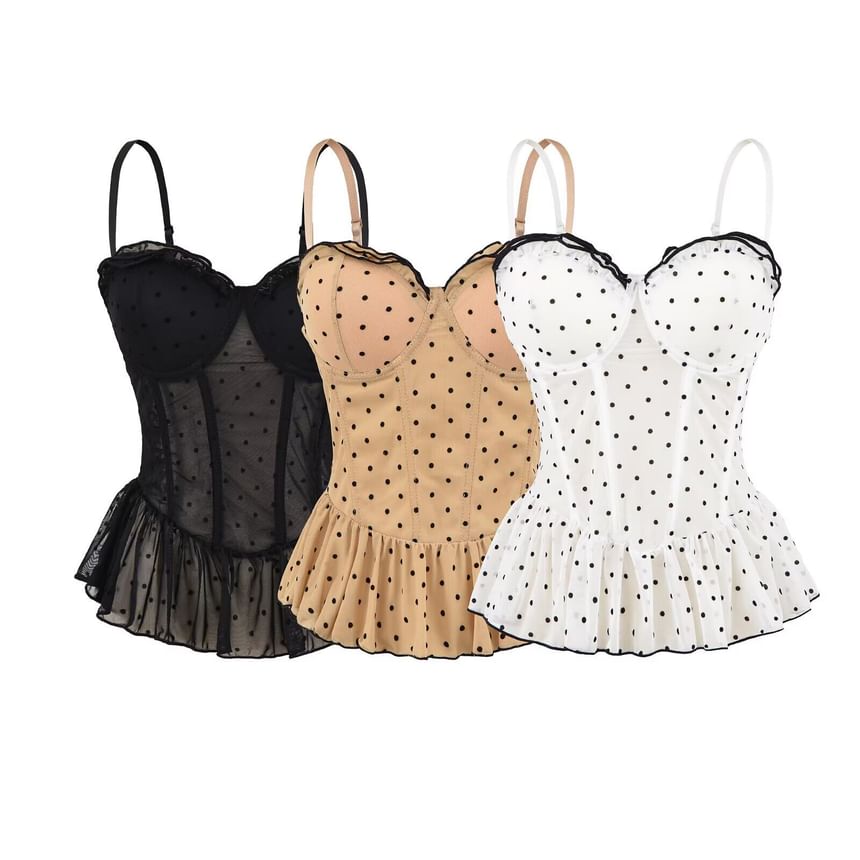 Ruffle Camisole with Polka Dot Pattern