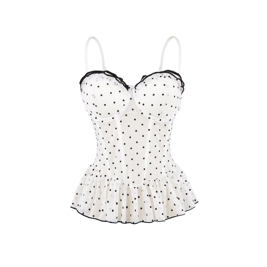 Ruffle Camisole with Polka Dot Pattern
