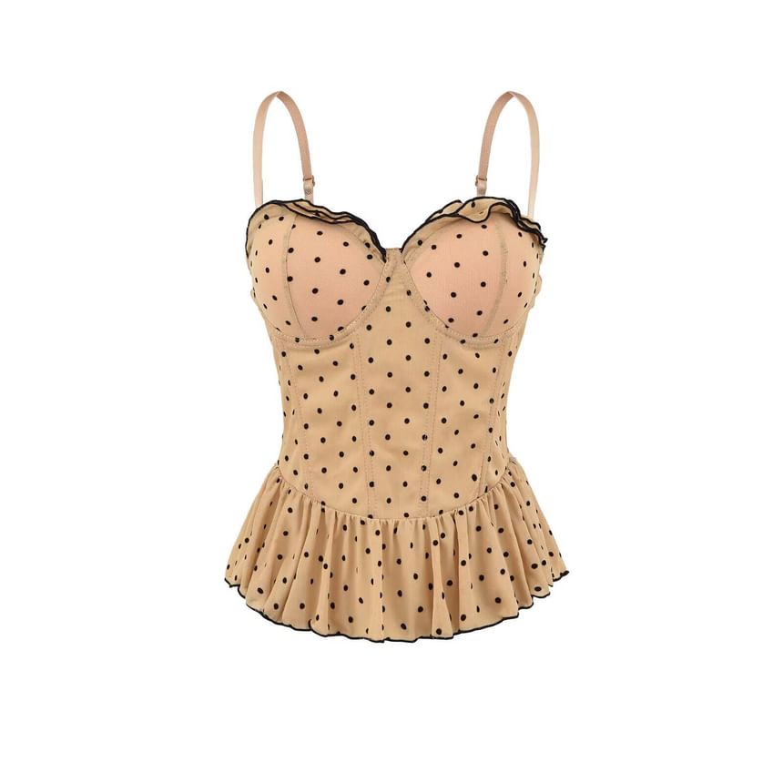 Ruffle Camisole with Polka Dot Pattern