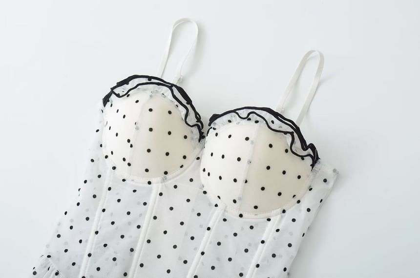 Ruffle Camisole with Polka Dot Pattern