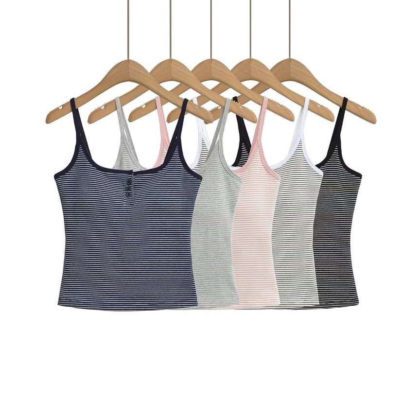 Striped Henley Camisole Top