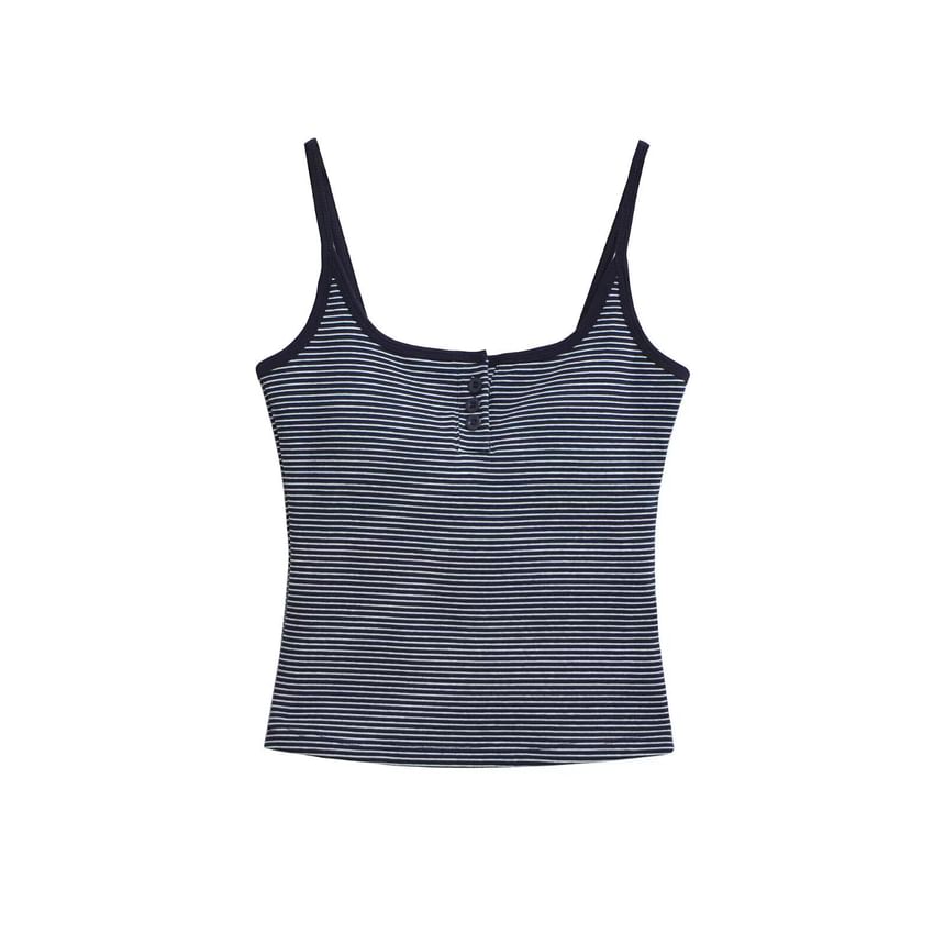 Striped Henley Camisole Top