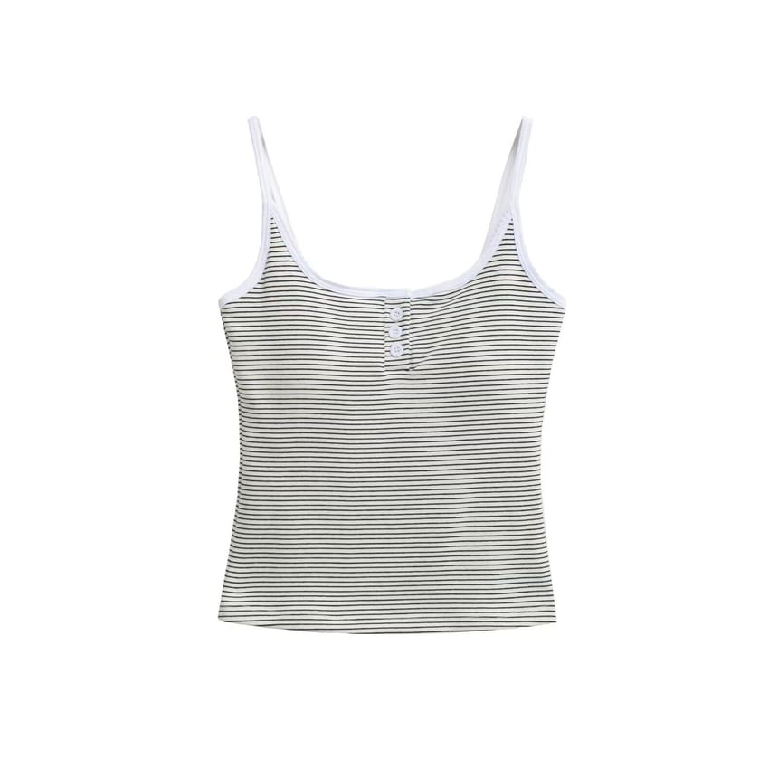 Striped Henley Camisole Top
