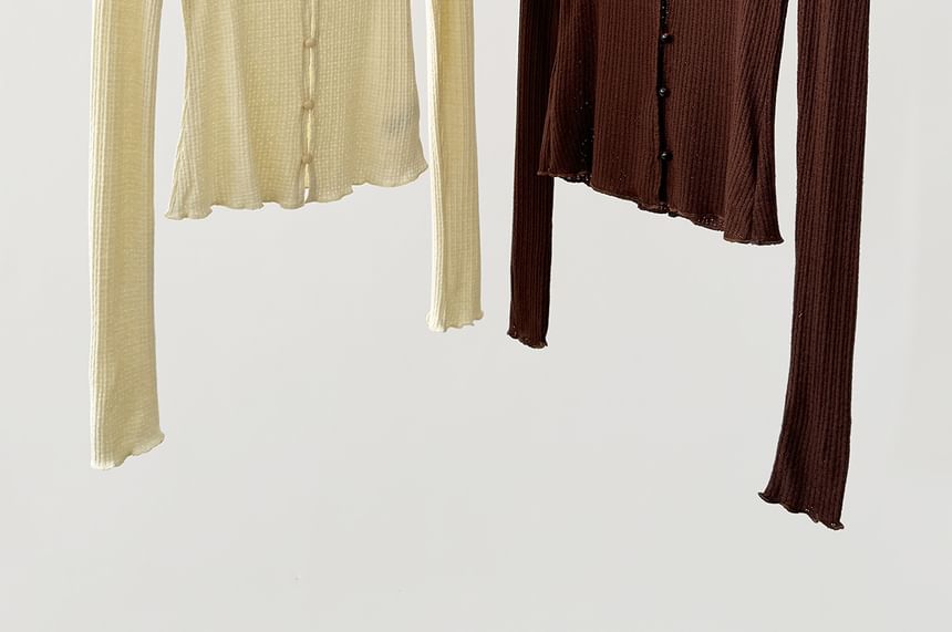 Scoop Neck Cropped Knit Top with Long Sleeves