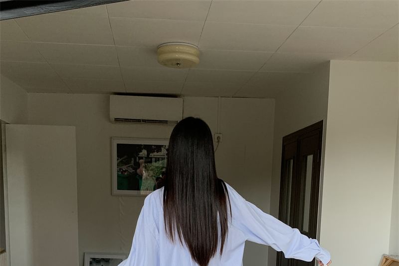 Matching Set: Long-Sleeve Shirt, Pleated Mini Skirt, and Camisole