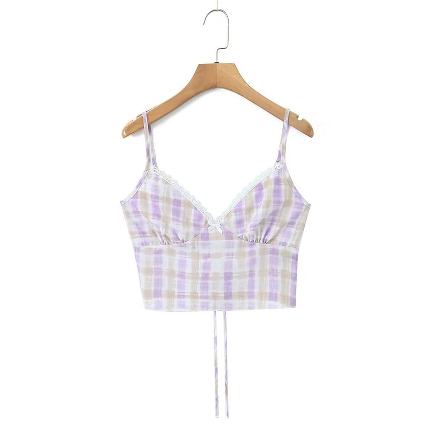 Plaid Crop Camisole and Mermaid Skirt Set