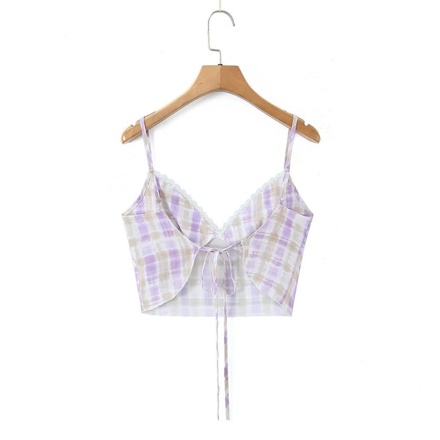 Plaid Crop Camisole and Mermaid Skirt Set