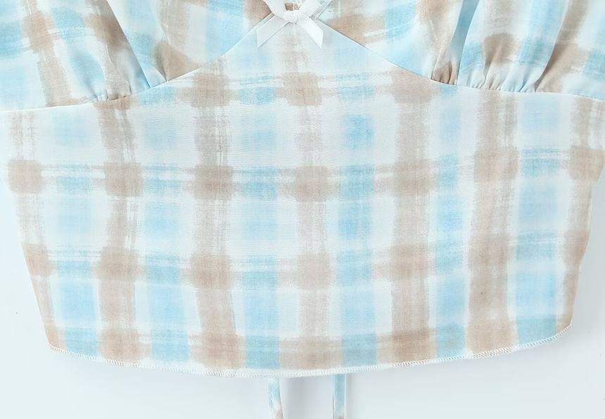 Plaid Crop Camisole and Mermaid Skirt Set