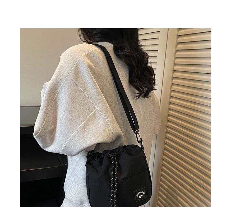 Color Panel Drawstring Bucket Bag