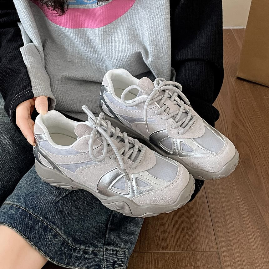 Mesh Panel Rubber Sole Sneakers
