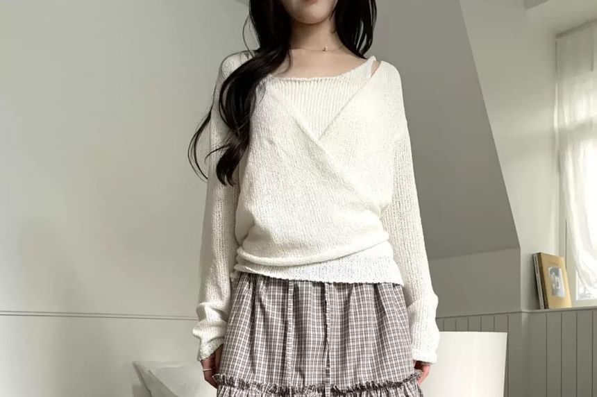 Mid-Waist Plaid A-Line Skirt