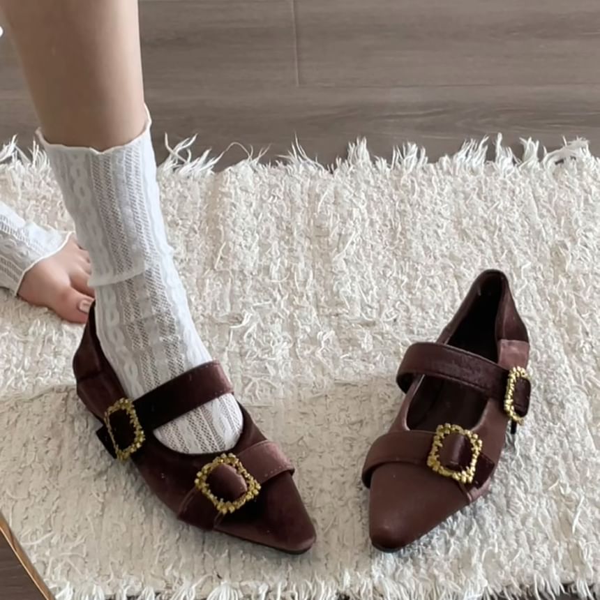 Pointy Buckled Double Strap Mary Jane Shoes