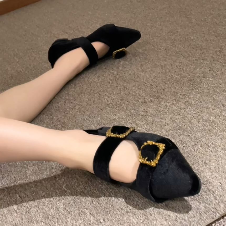 Pointy Buckled Double Strap Mary Jane Shoes