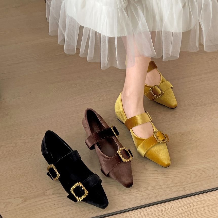 Pointy Buckled Double Strap Mary Jane Shoes