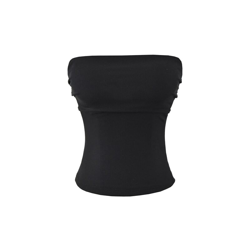 Ruched Strapless Tube Top - Plain