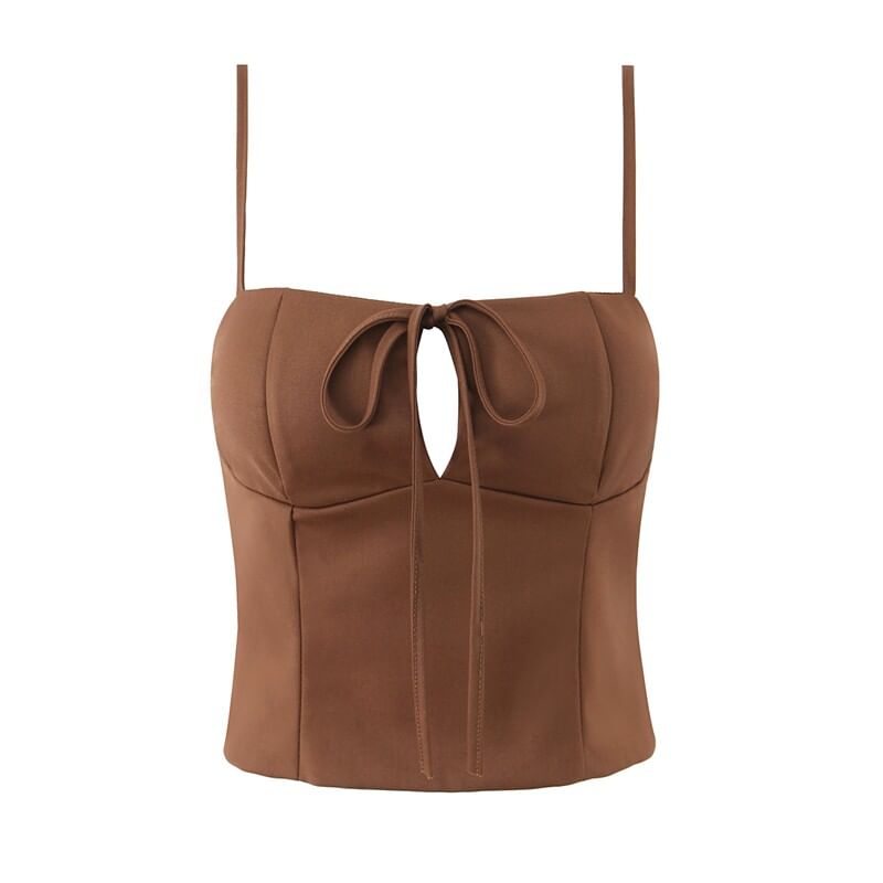 Keyhole Cutout Camisole and Ruffle Skirt Set