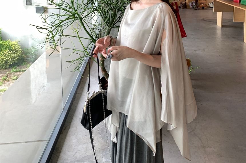 Boat Neck Off-Shoulder Top and Pleated Maxi Skirt Set
