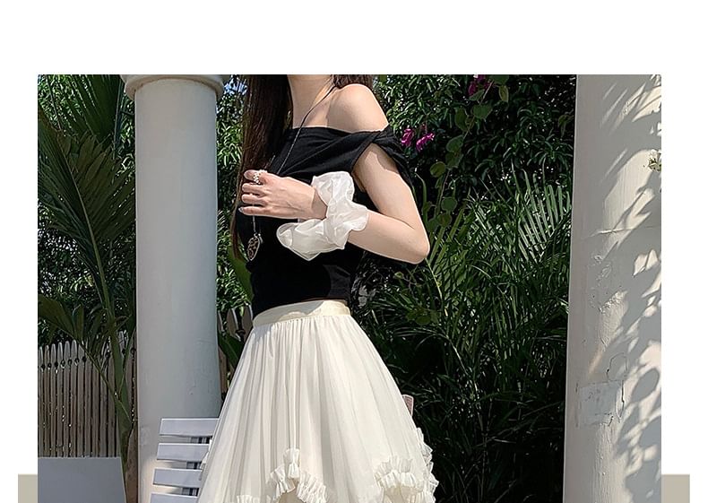 Tiered Maxi A-Line Skirt with Elastic Waist
