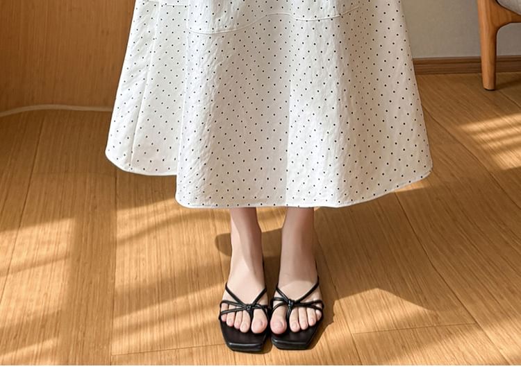 Elastic Waist Dotted Maxi A-Line Skirt