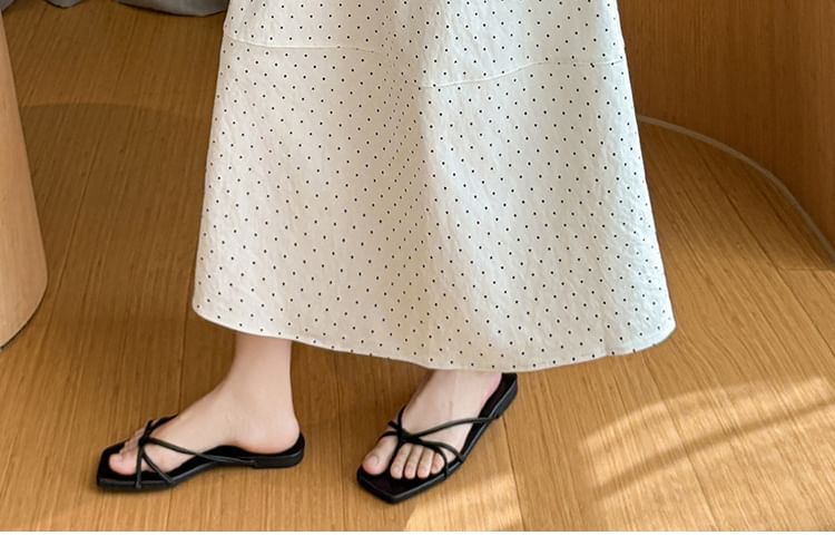 Elastic Waist Dotted Maxi A-Line Skirt