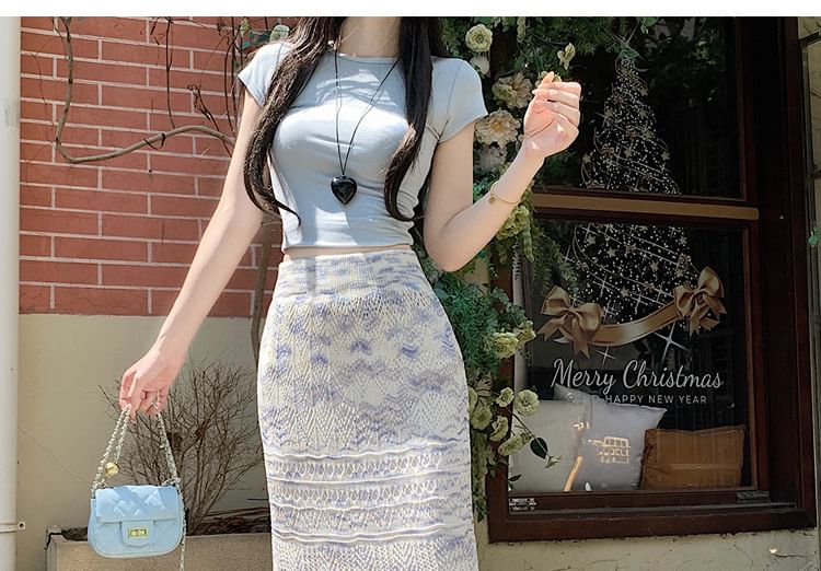 Mermaid Knit Maxi Skirt with Pointelle Pattern