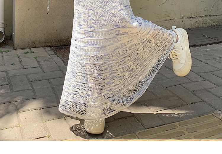 Mermaid Knit Maxi Skirt with Pointelle Pattern