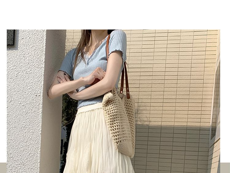 Black Pleated Maxi Skirt with Elastic Waist