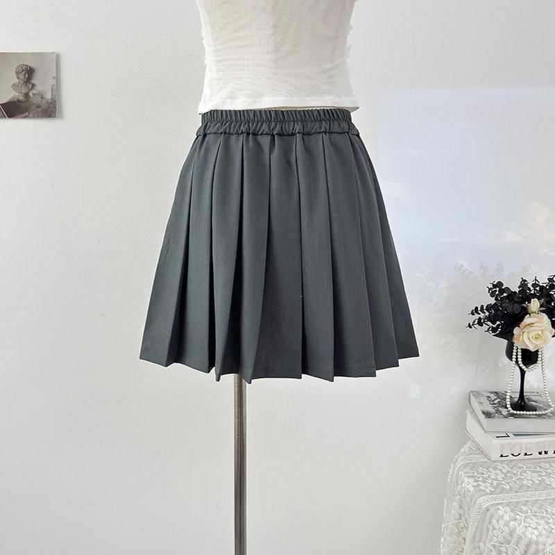 Drawstring Mini Pleated Skirt