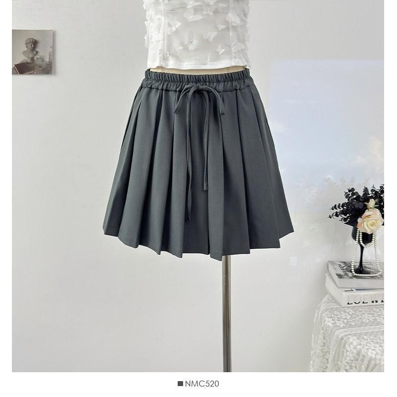 Drawstring Mini Pleated Skirt