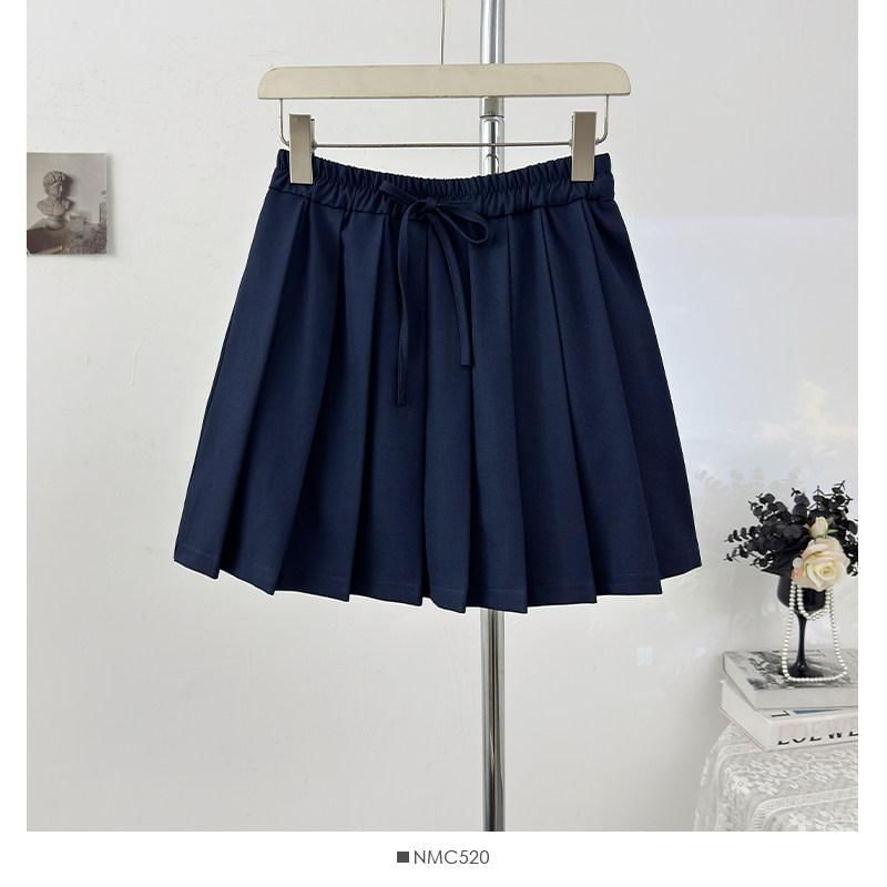 Drawstring Mini Pleated Skirt