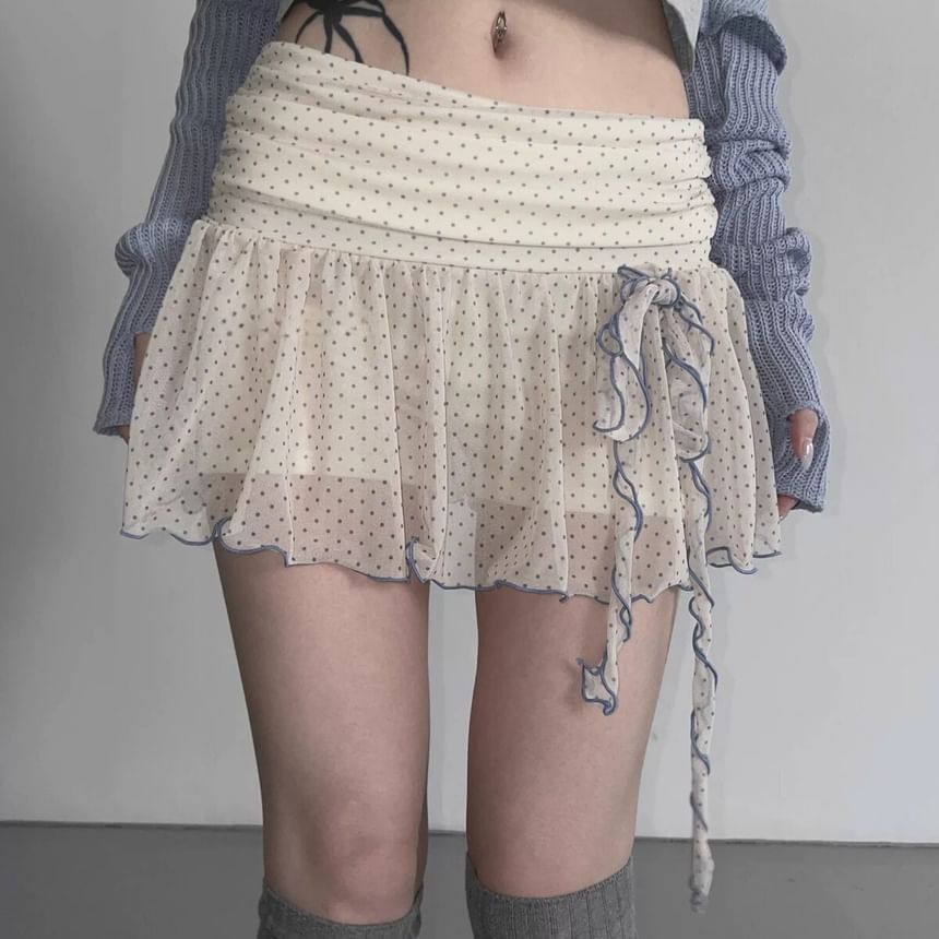Low Waist Dotted Mini Skirt