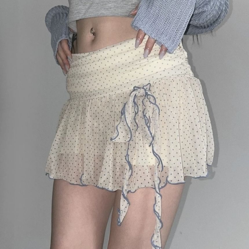 Low Waist Dotted Mini Skirt