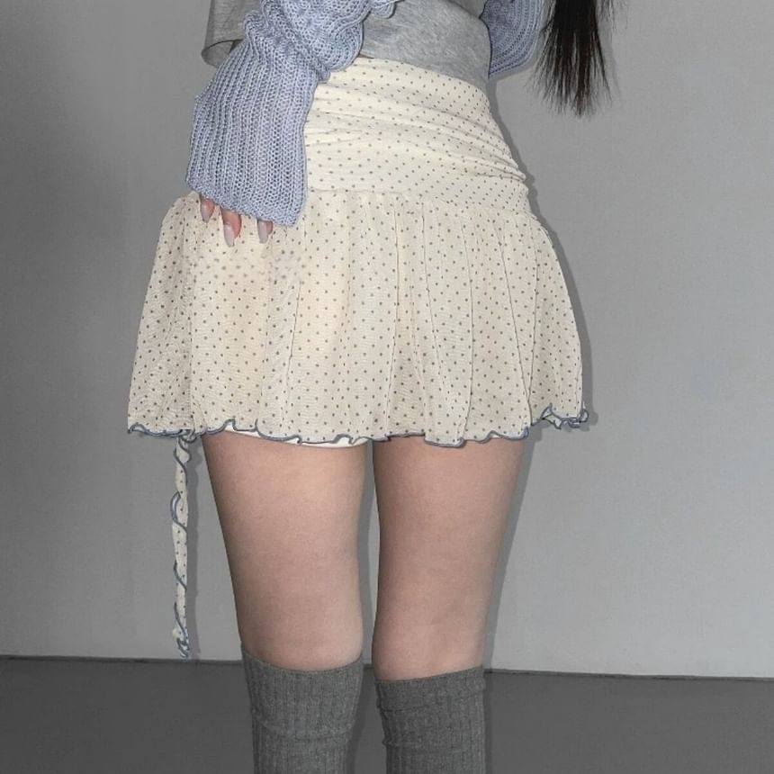 Low Waist Dotted Mini Skirt