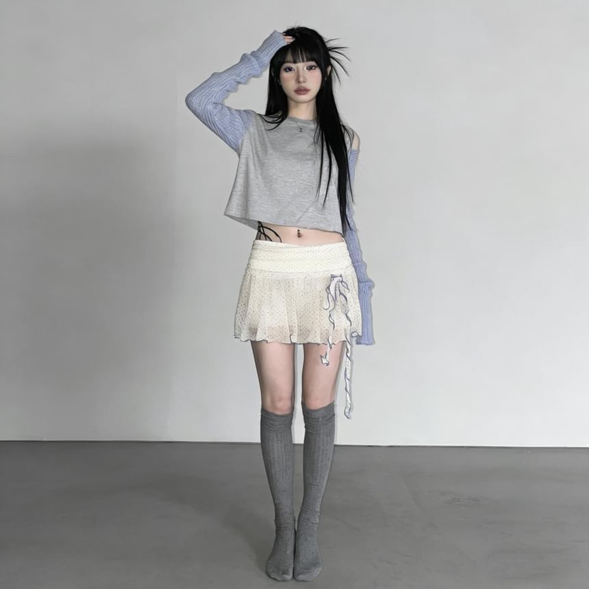 Low Waist Dotted Mini Skirt