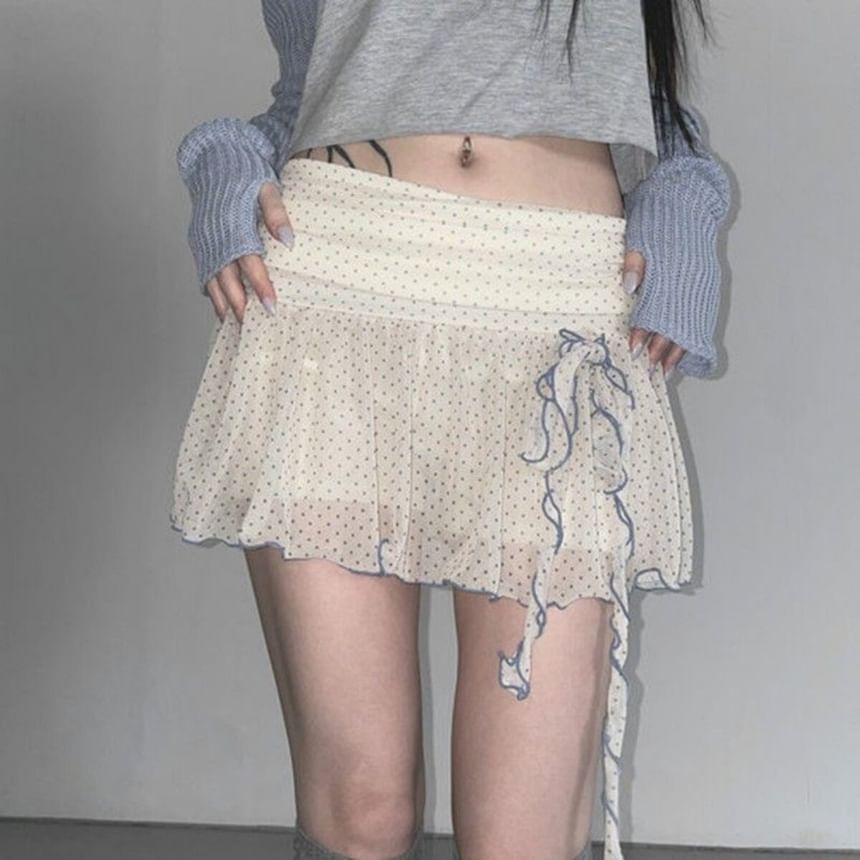 Low Waist Dotted Mini Skirt