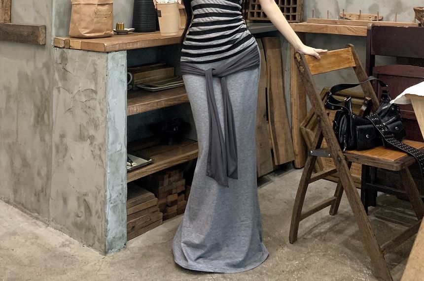 Striped Tank Top and Maxi Skirt Set