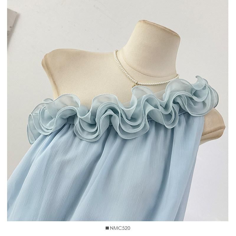 One-Shoulder Ruffle Hem Sleeveless Blouse