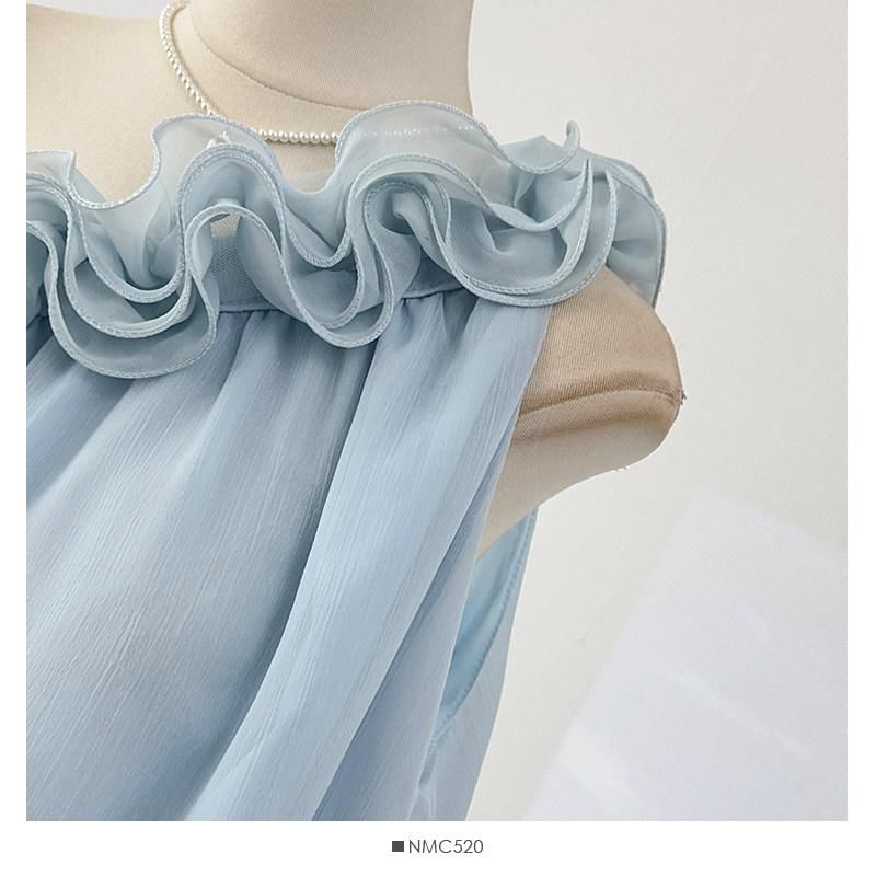 One-Shoulder Ruffle Hem Sleeveless Blouse