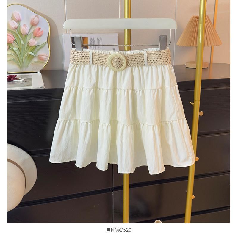 Mid Rise Mini A-Line Skirt with Belt
