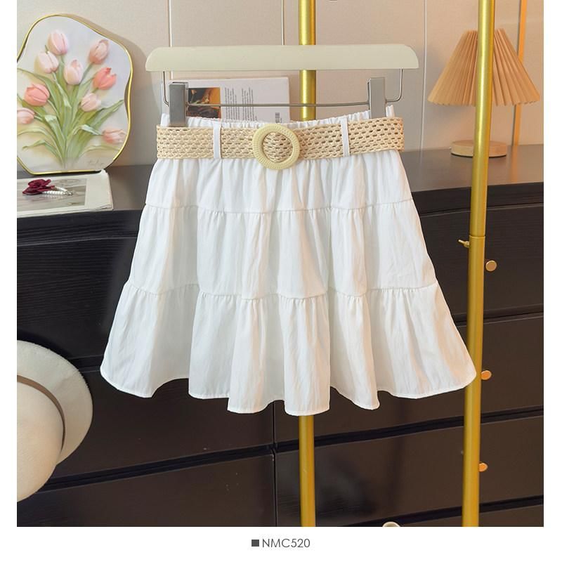 Mid Rise Mini A-Line Skirt with Belt