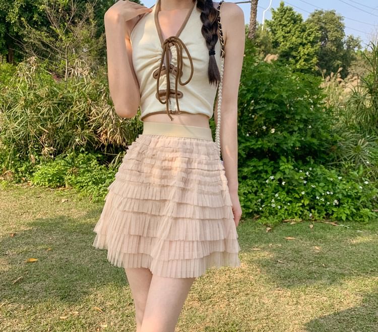 Mid Rise Mini Tiered Skirt