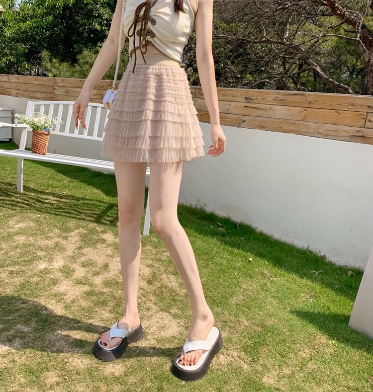 Mid Rise Mini Tiered Skirt