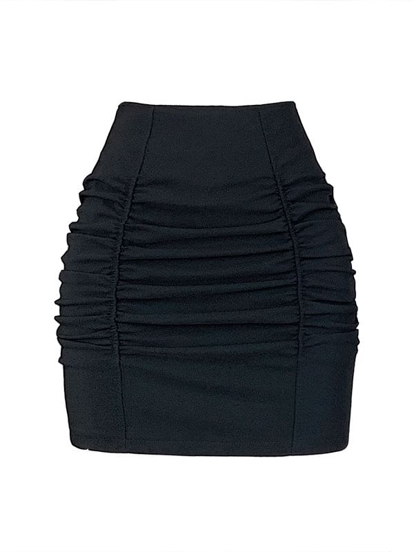 High-Waist Ruched Mini Pencil Skirt