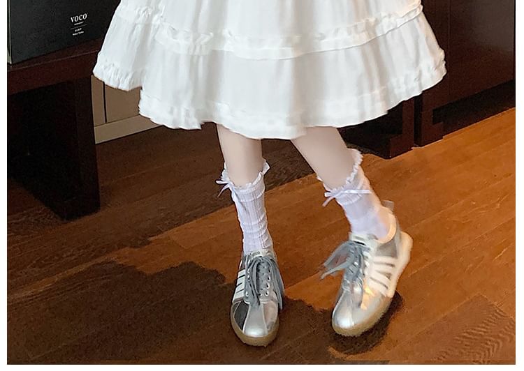 High-Waist Ruffle Trim A-Line Skirt