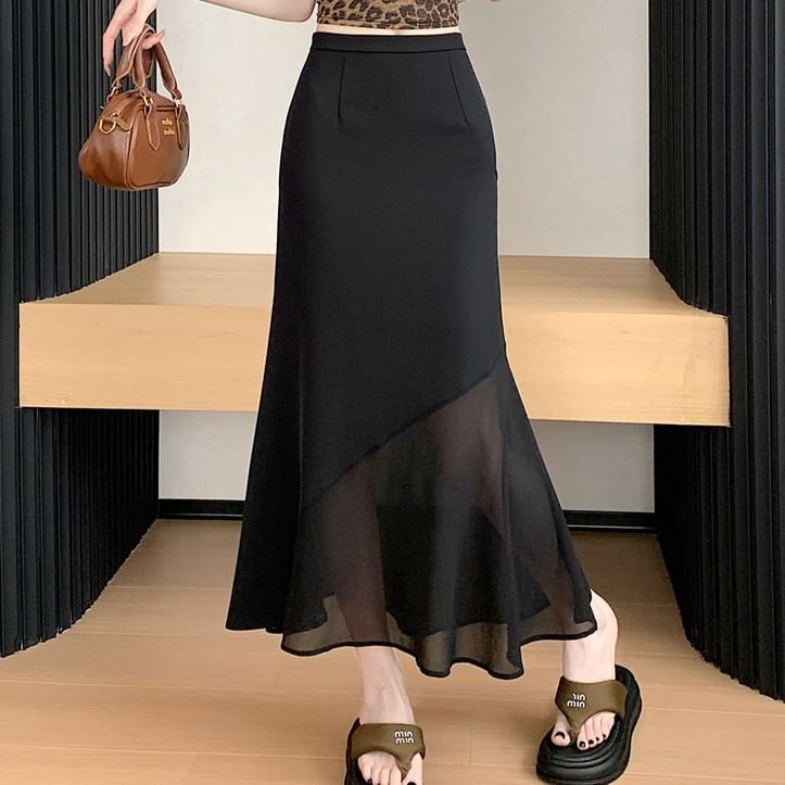 Mid Rise Midi A-Line Skirt