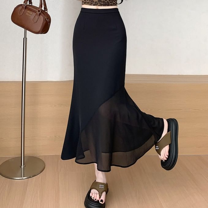 Mid Rise Midi A-Line Skirt
